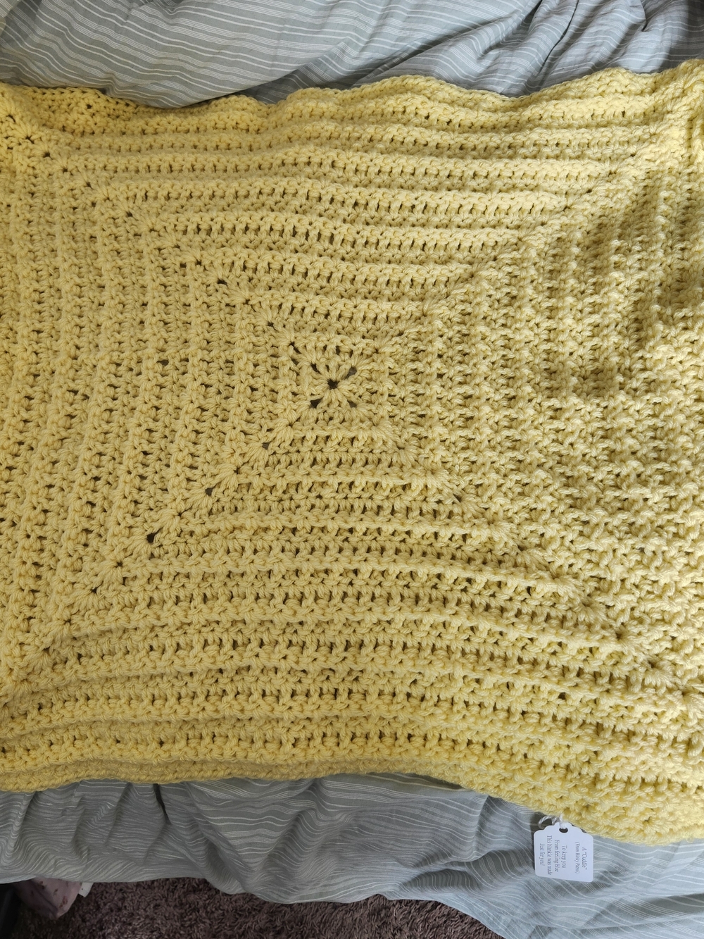NWT Yellow Crochet Knit receiving Blanket/ Soft/ Unisex/ Handmade